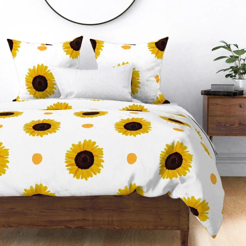 sunflower polka doona cover.jpeg
