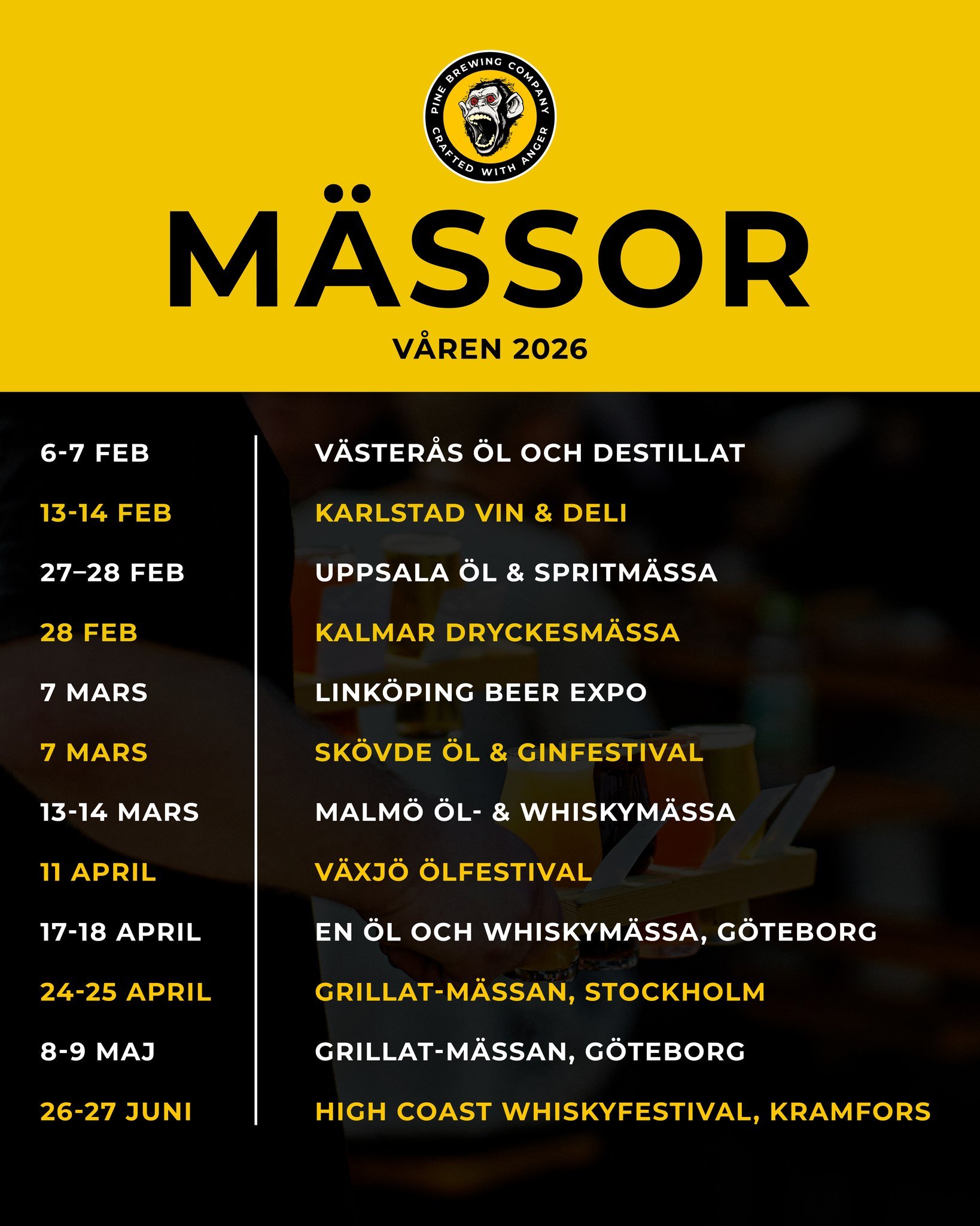 🌍 M&auml;ssor v&aring;ren 2026
V&aring;ren &auml;r fullsp&auml;ckad och vi &auml;r taggade! 💛

Vi &auml;lskar att resa land och rike runt f&ouml;r att f&aring; tr&auml;ffa er!
Det blir l&aring;nga dagar och &ouml;mmande f&ouml;tter, men vad g&ouml;