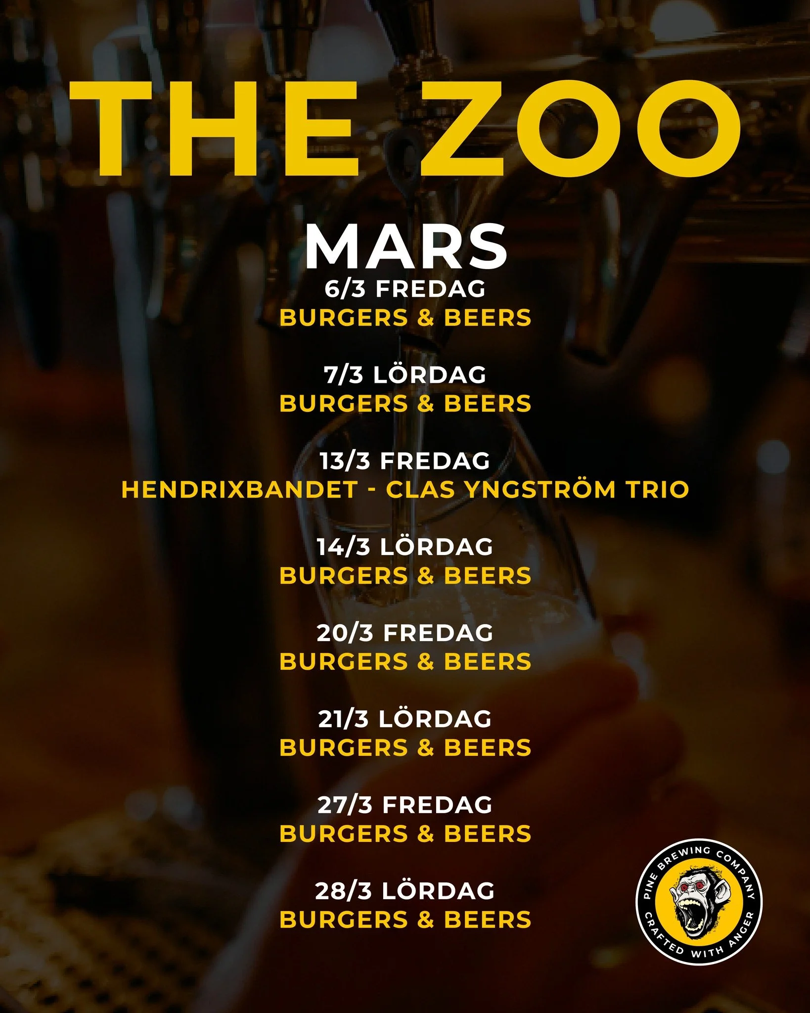 📅 Nu &auml;r bordsbokningen &ouml;ppen f&ouml;r mars-m&aring;nad!
Varmt v&auml;lkomna att boka bord!
https://www.pinebrewingcompany.se/bokabord

P.S. Du har v&auml;l inte missat att vi har sl&auml;ppt flera konserter och evenemang - ta en kik p&arin