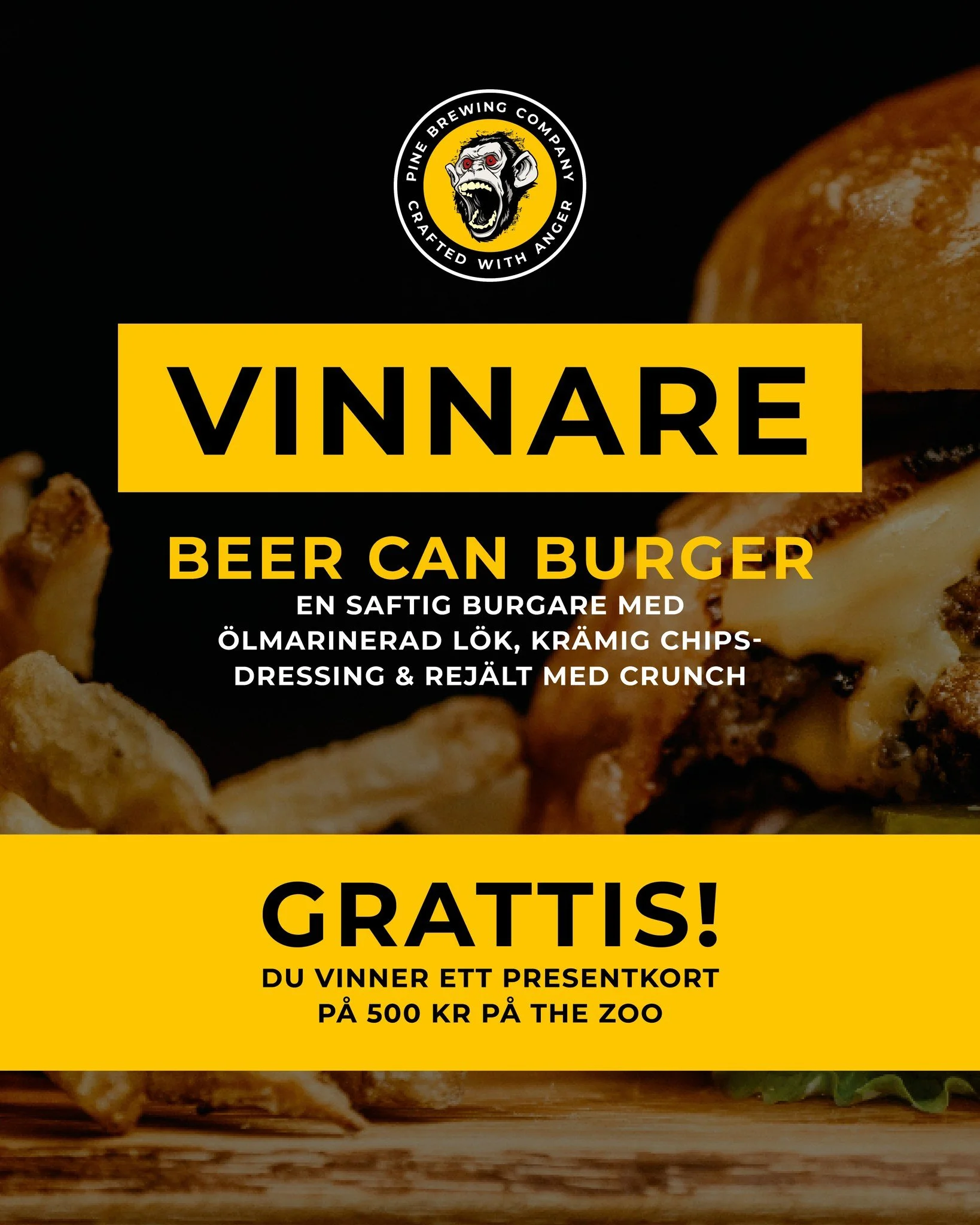 💛 Vi har en vinnare i burgart&auml;vlingen!

Stort grattis Malena Hansson 

Med sitt t&auml;vlingsbidrag Beer Can Burger kammade hon hem vinsten! En saftig burgare med &ouml;lmarinerad l&ouml;k, kr&auml;mig chipsdressing och rej&auml;lt med crunch. 