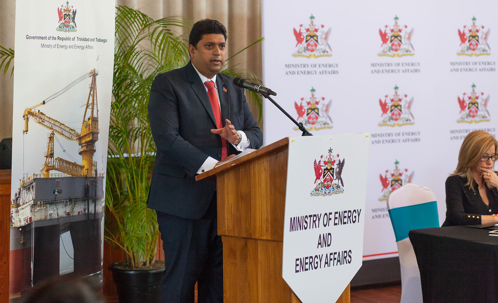 Minister of Energy and Energy Affairs Kevin Ramnarine at a recent Petrotrin event . Photo by Mark Gellineau