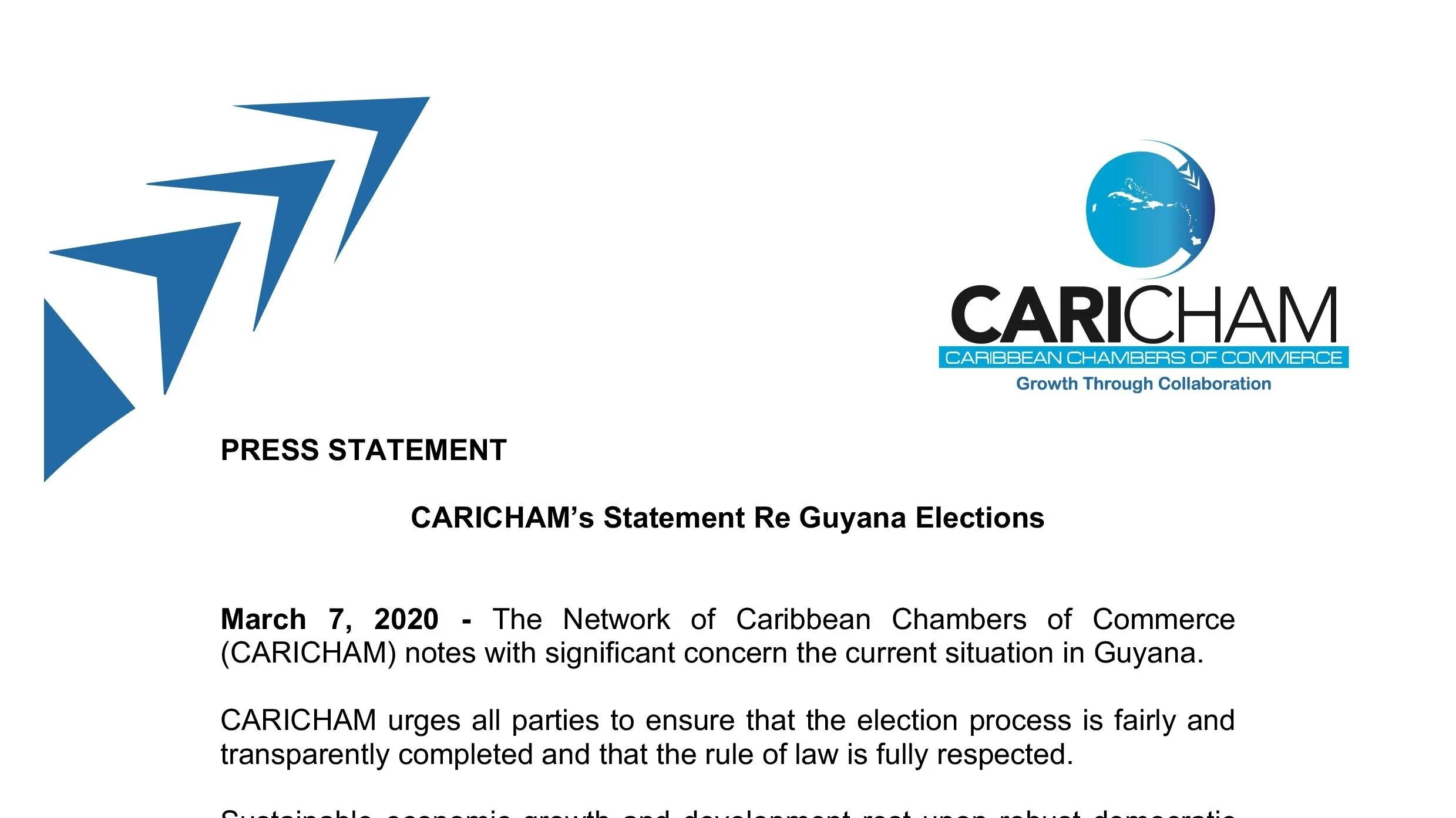 CARICHAM’s Statement Re: Guyana Elections