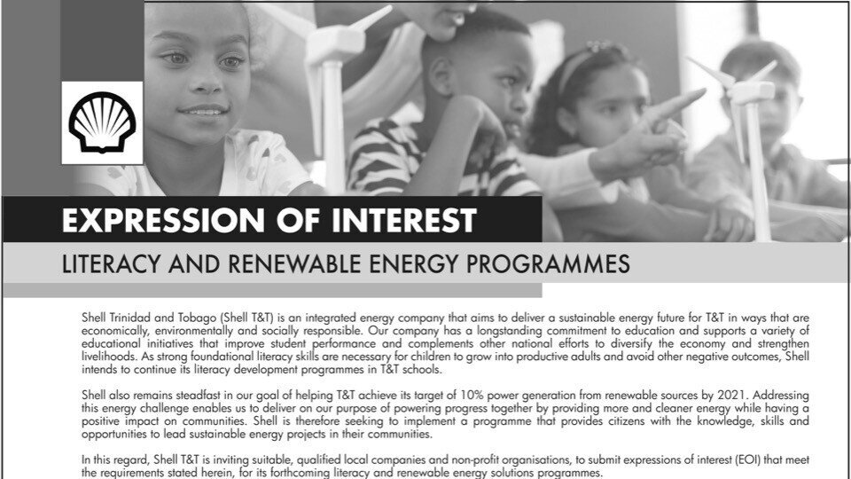 Shell EOI - Literacy and Renewable Energy Programmes 