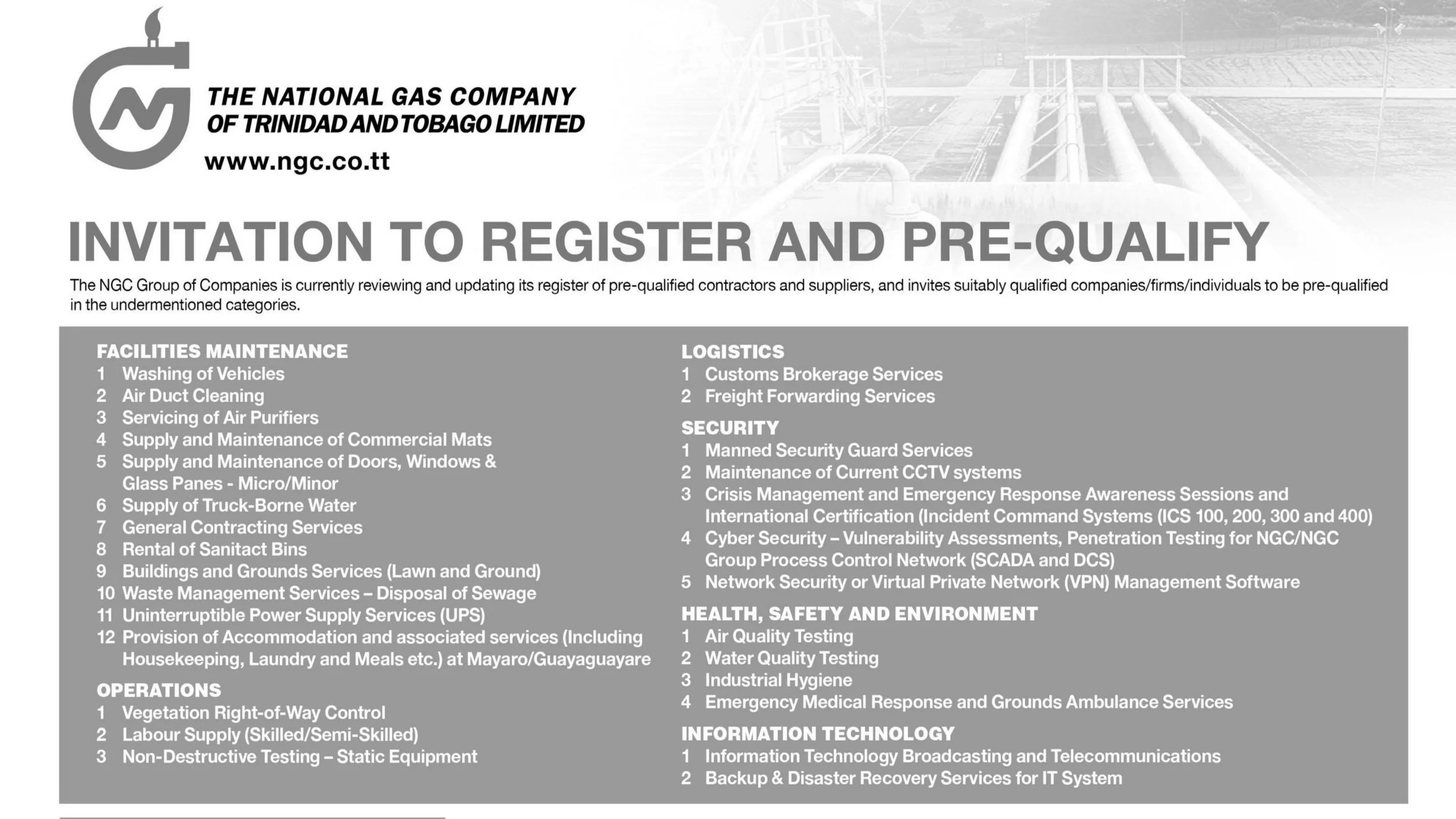 NGC Invitation to Register and Pre-Qualify 