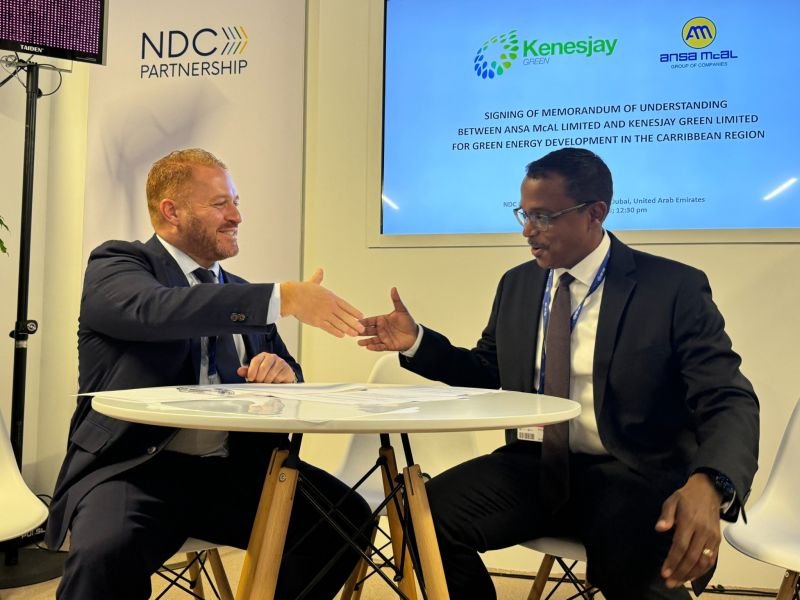 Ansa McAl and Kenesjay Green sign a MOU on regional green energy development in the Caribbean