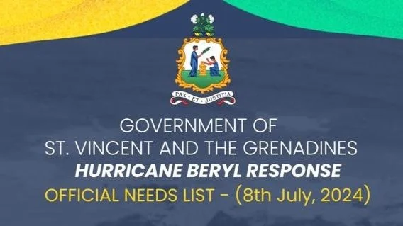 Official needs list from the Government of St Vincent and the Grenadines