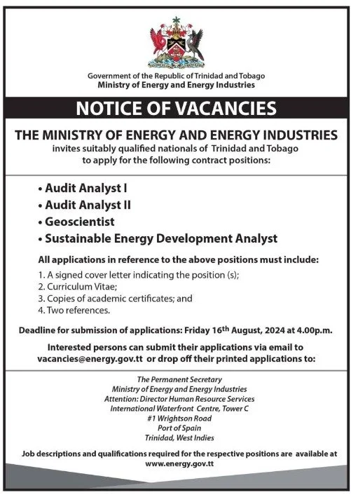 Ministry of Energy and Energy Industries: Various Positions 