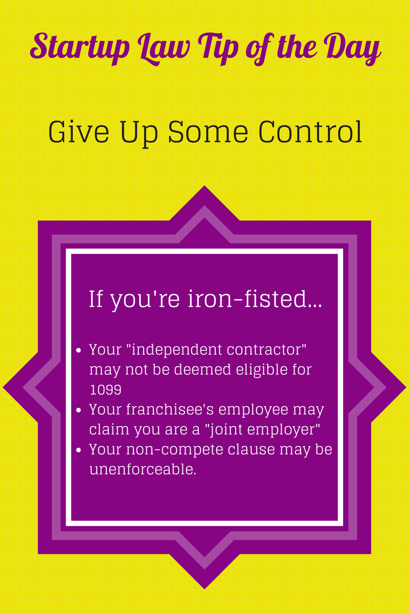 Startup Law Tip of the Day: Give Up Some Control [Infographic]