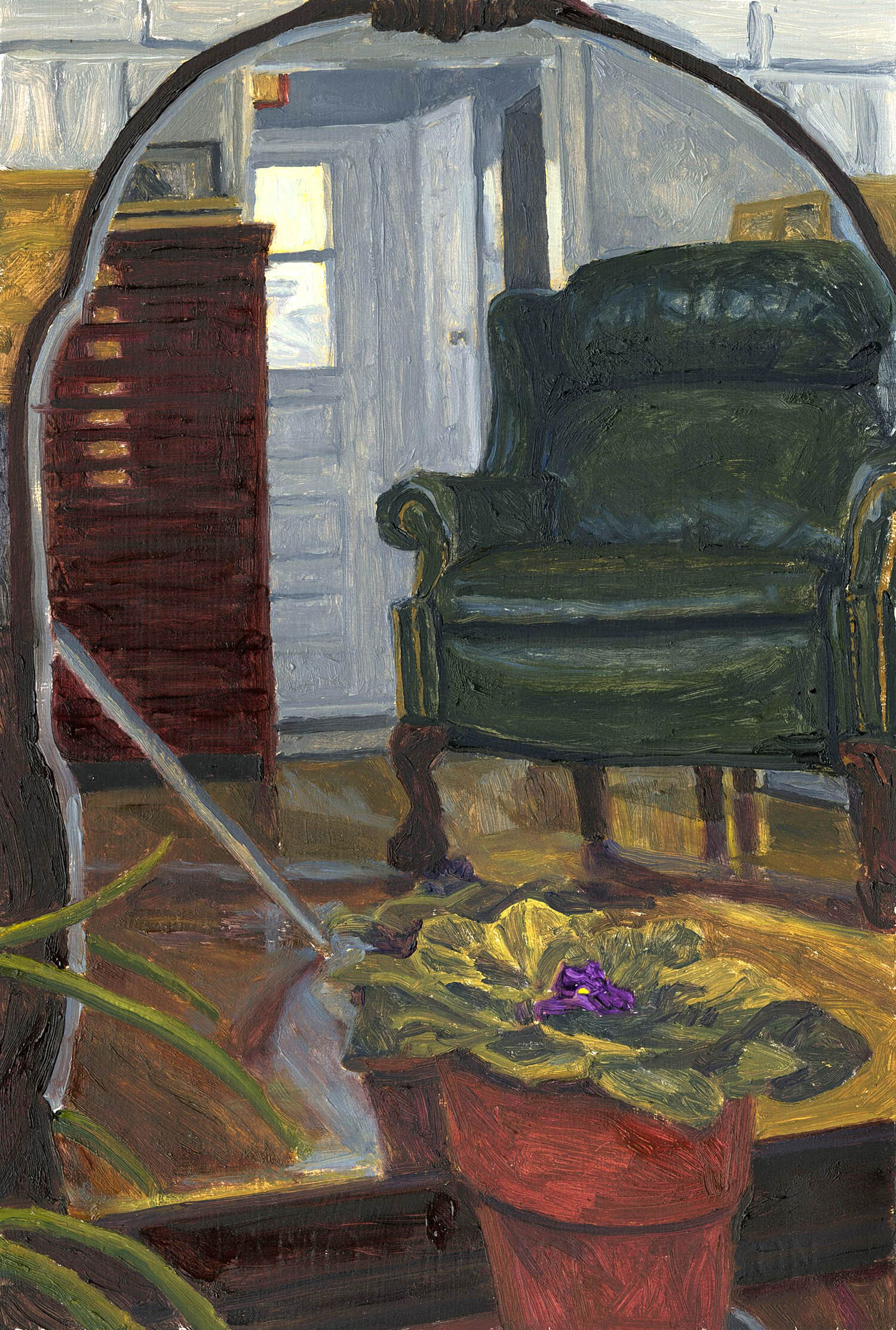 Green Chair in Mirror (1-hour painting)