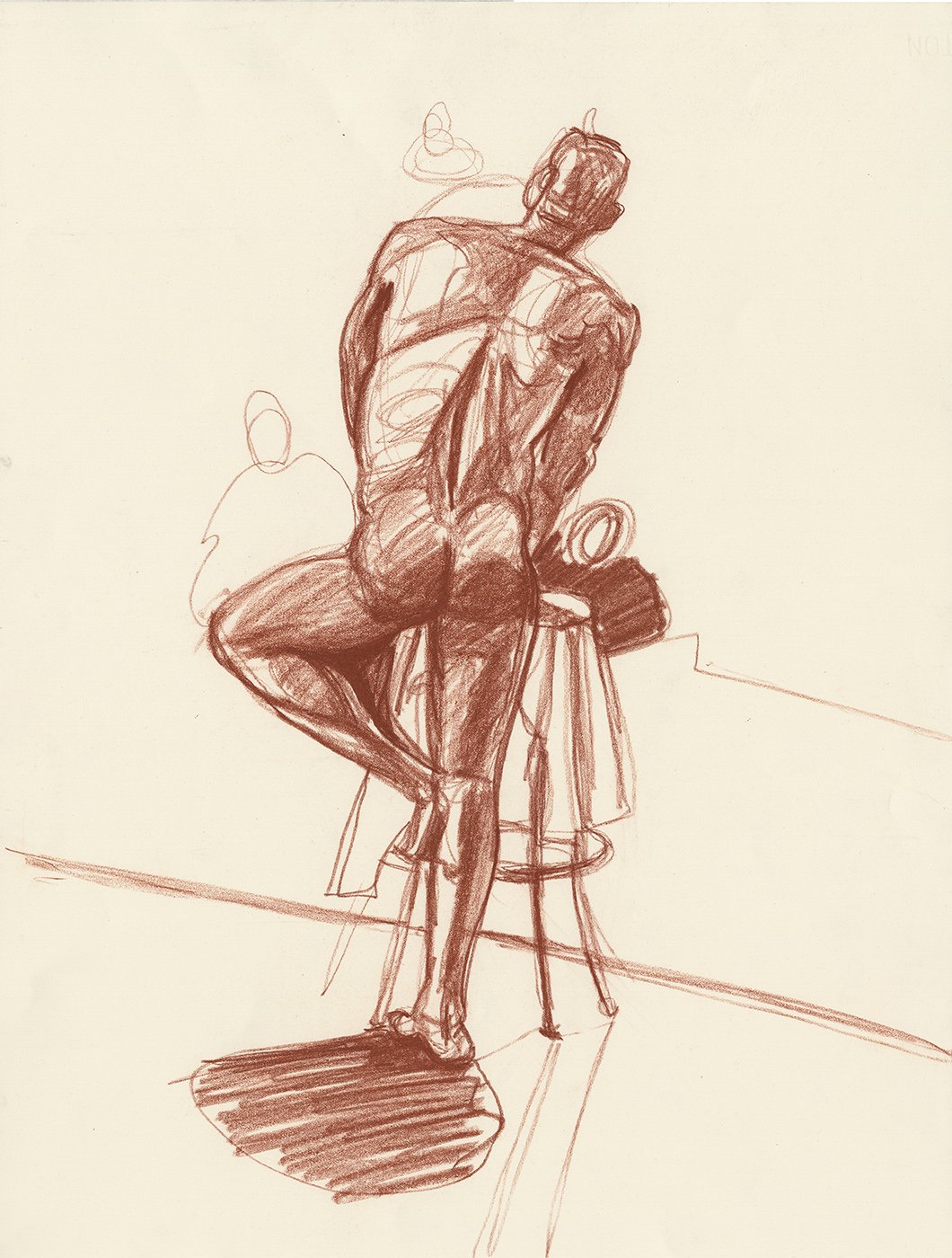 Standing Man in Red Conté