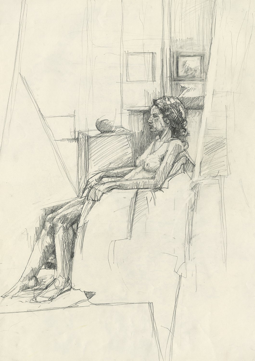 Seated Figure in Pencil