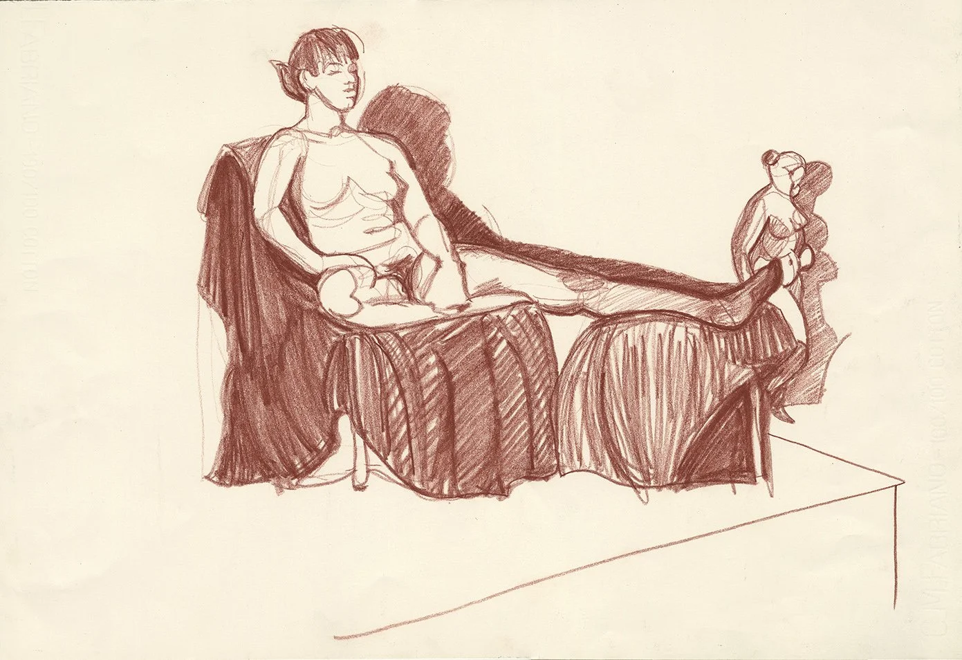 Figure with Figure (Brown Conté)