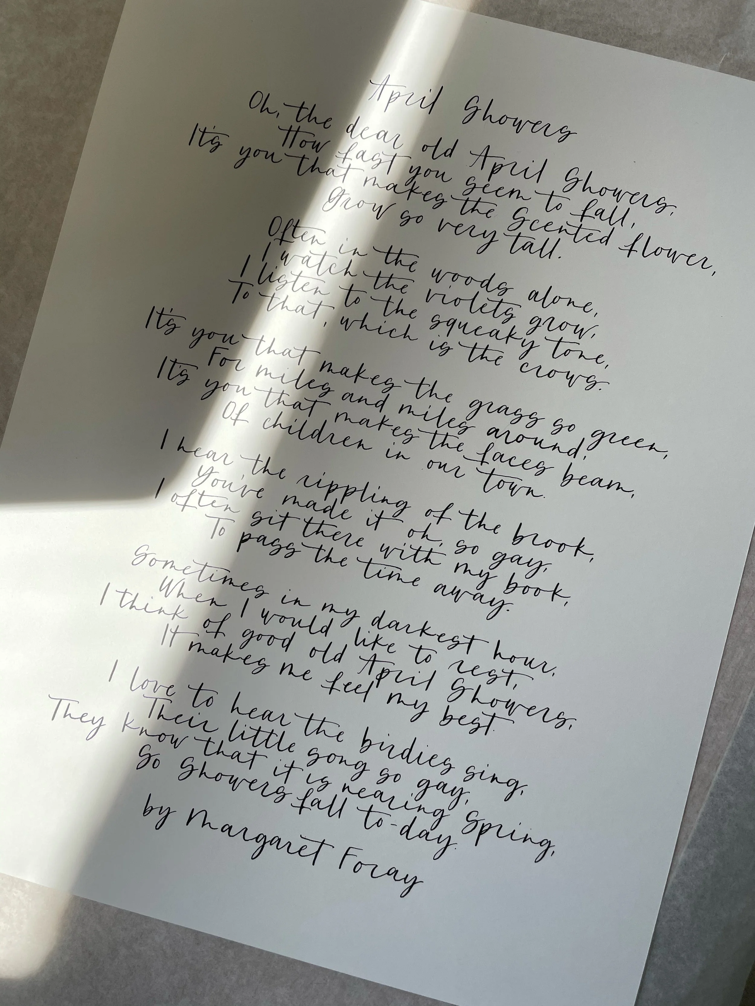 custom calligraphy poem with modern calligraphy