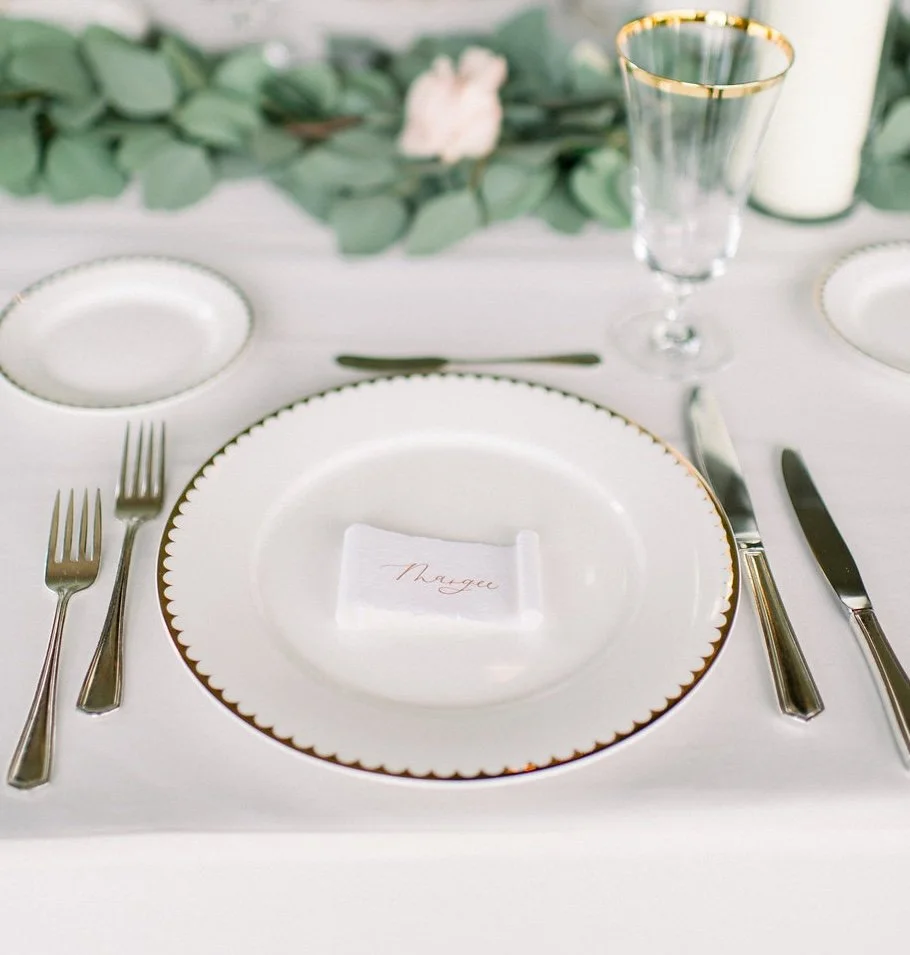 Custom calligraphy event place cards hand-lettered in modern style