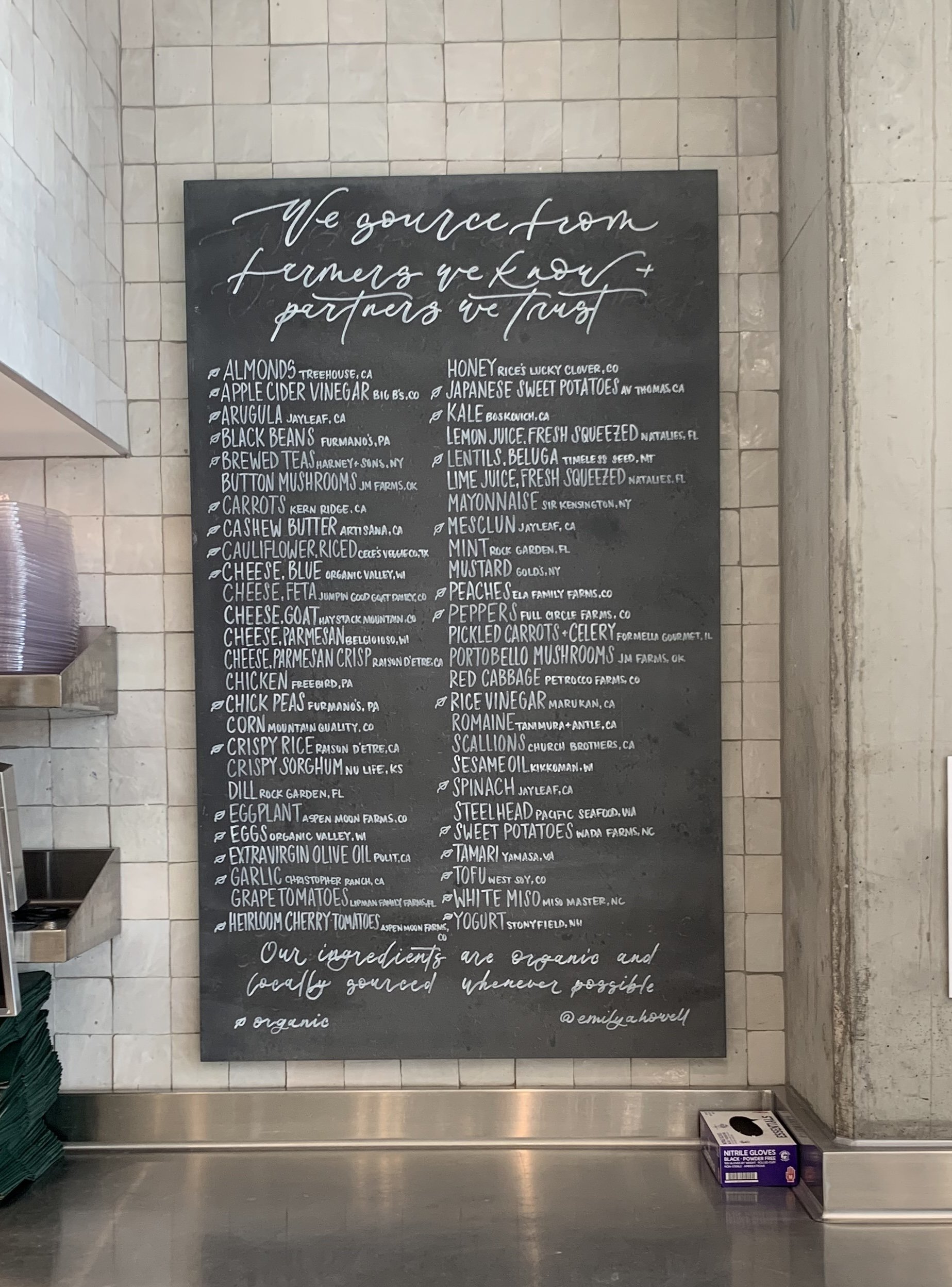 Custom hand-lettered chalkboard menu for restaurant in modern calligraphy