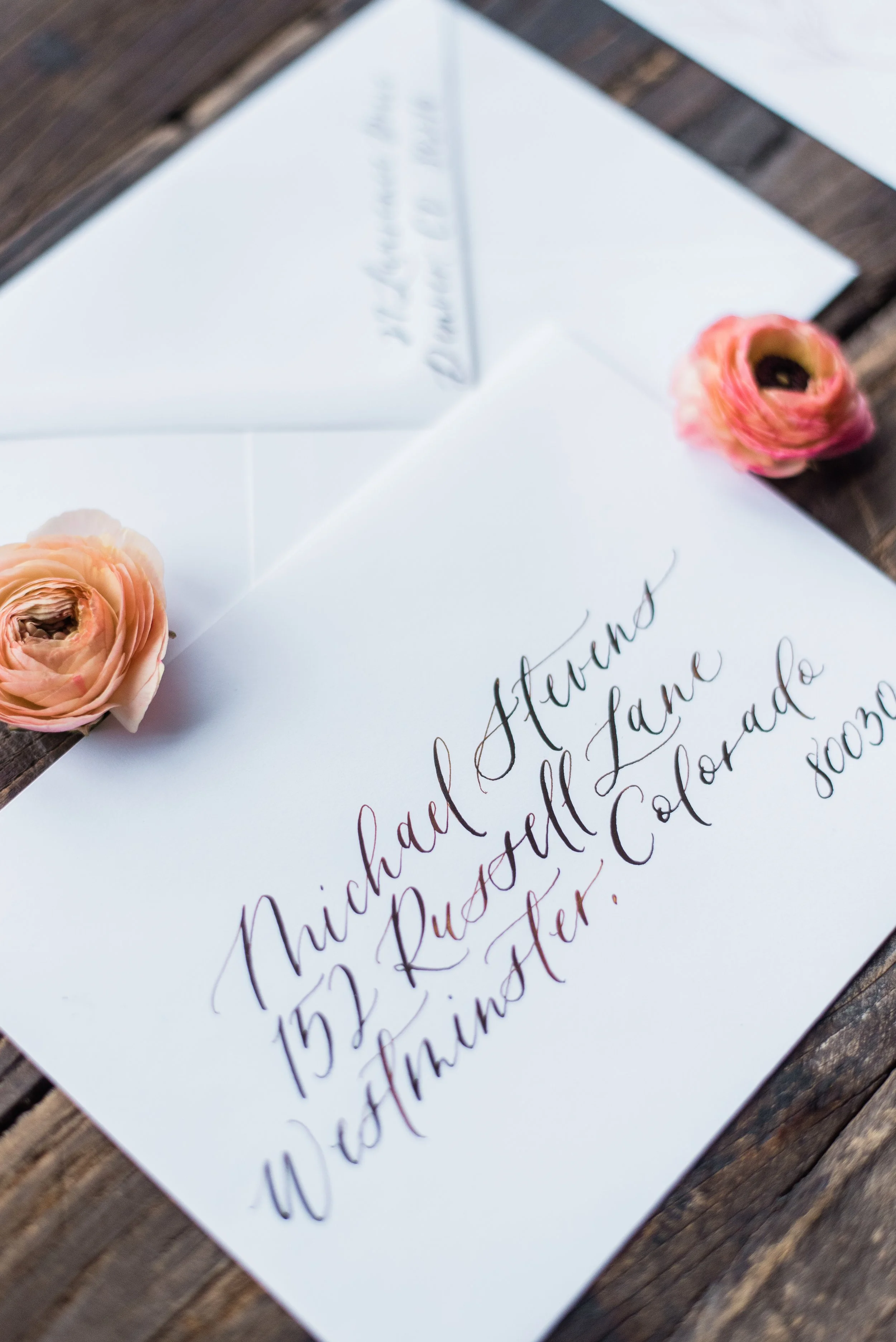 Professional calligraphy envelope addressing for wedding invitations and events