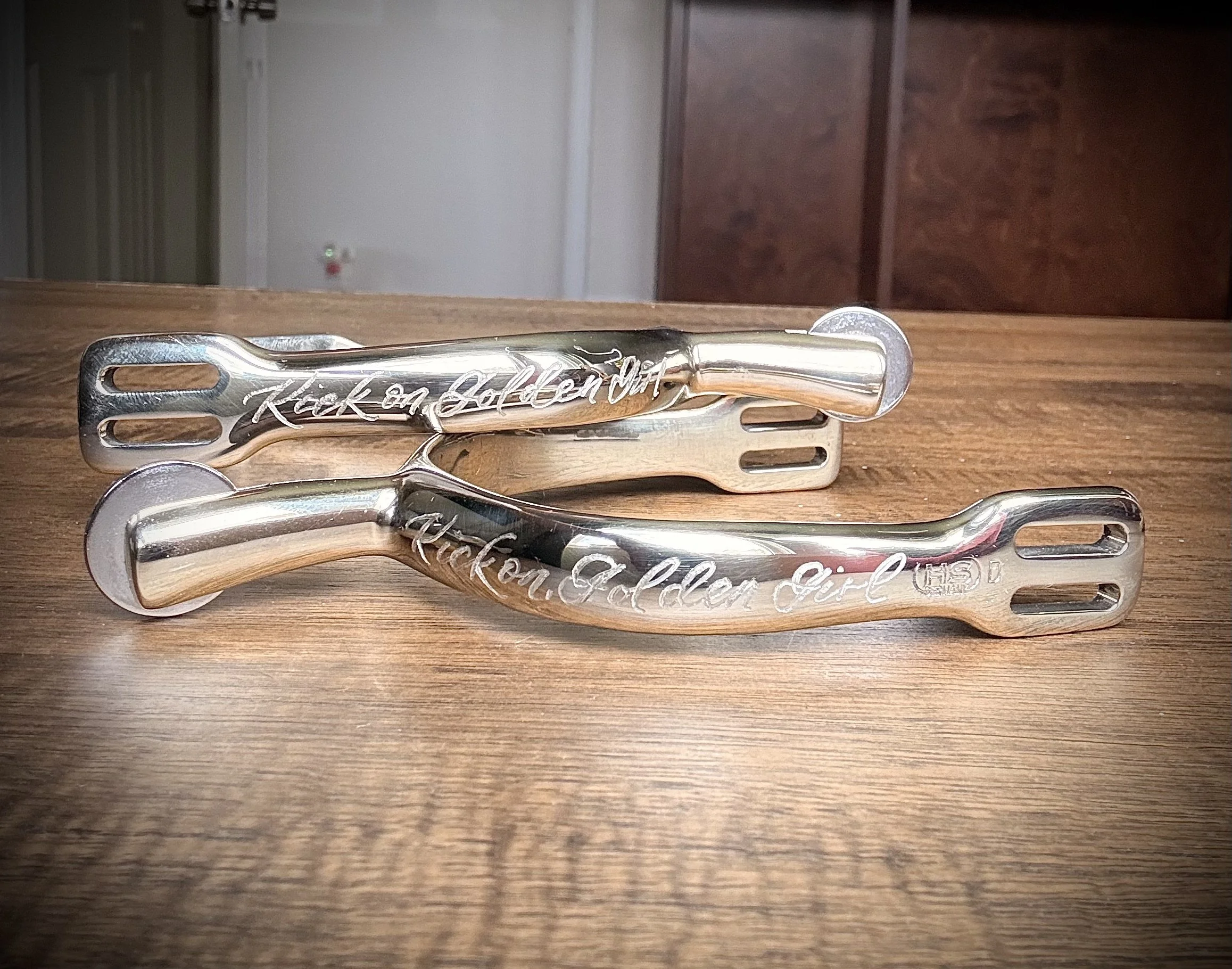 calligraphy engraved spurs gift