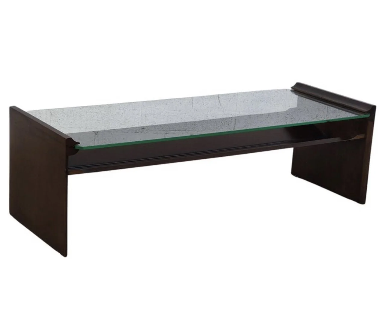 Rectangular table & magazine rack in Rosewood & glass