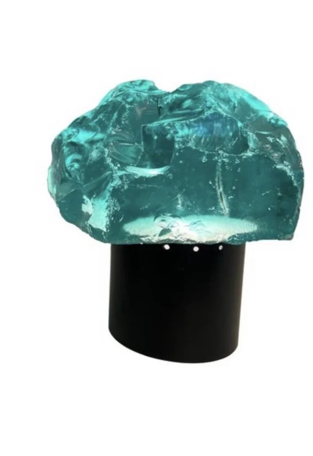 Emerald Green Crystal Table Lamp in the Manner of Max Ingrand