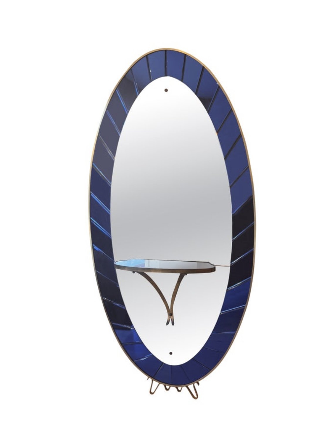 Large cobalt blue mirror & console by Cristal Arte