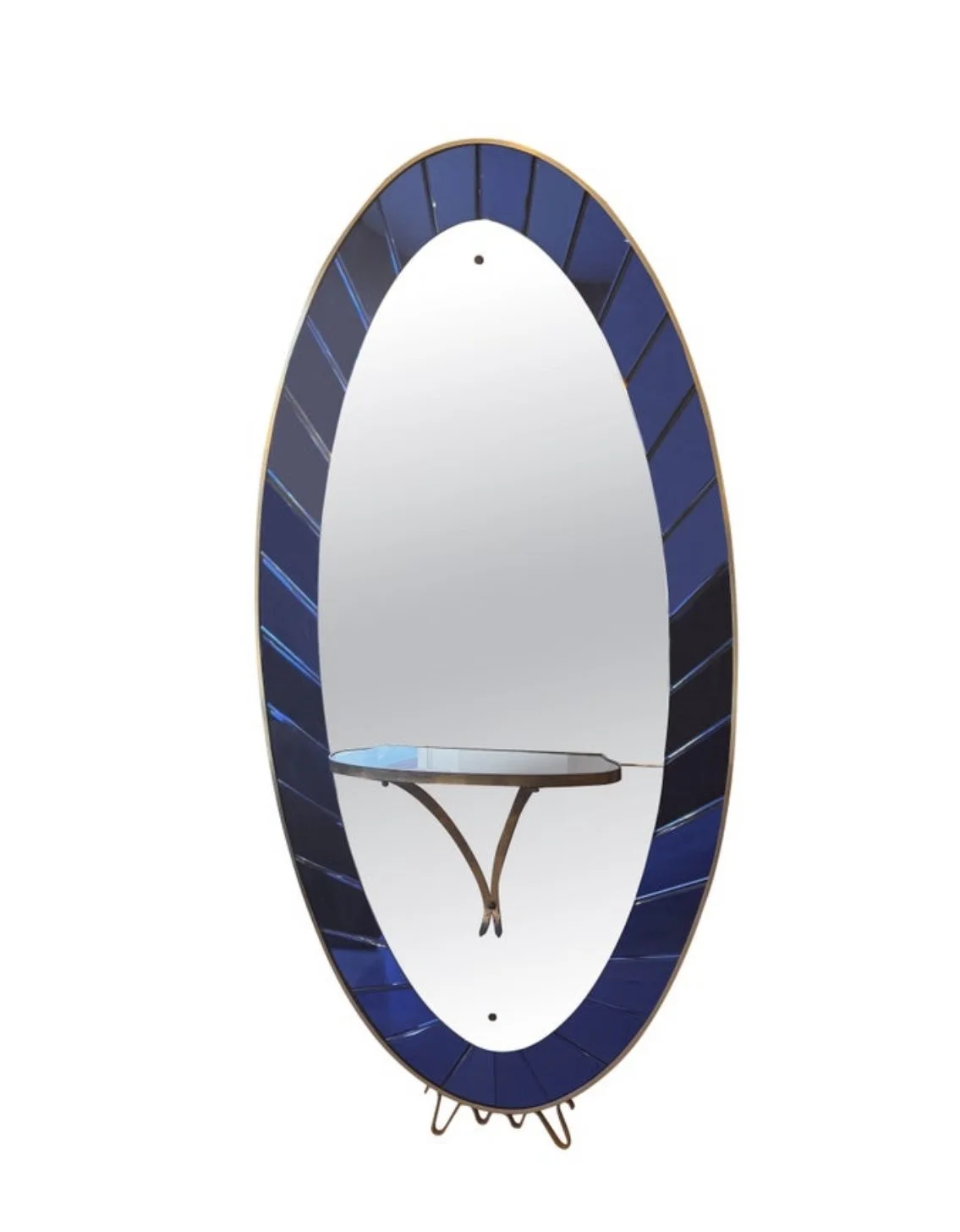 Large cobalt blue mirror & console by Cristal Arte