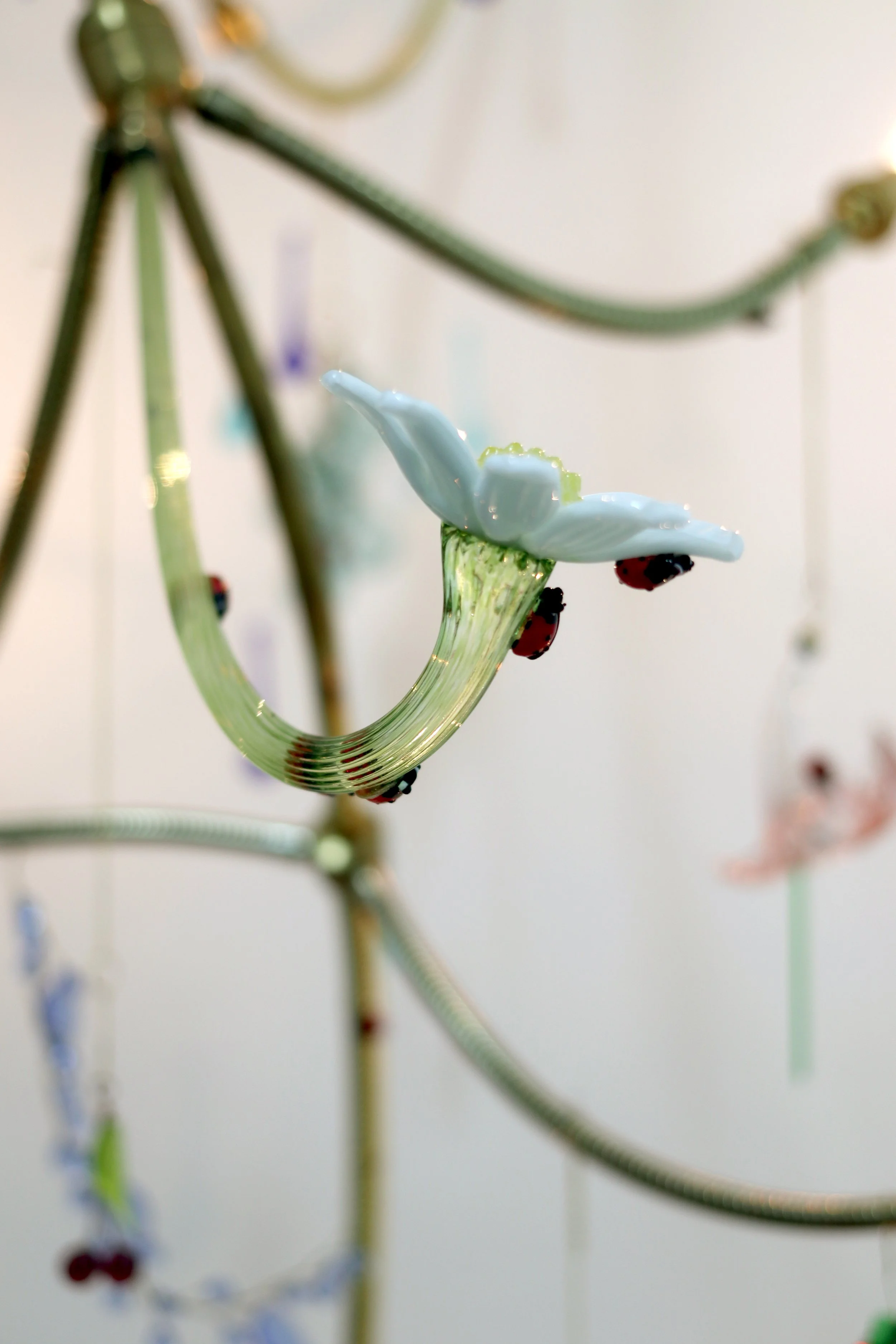  Charlotta Westergren  Gardening No.4  2021  Brass tubing, glass, electrical wiring, bulbs   70 (H) x 40 (R) inches  Detail 