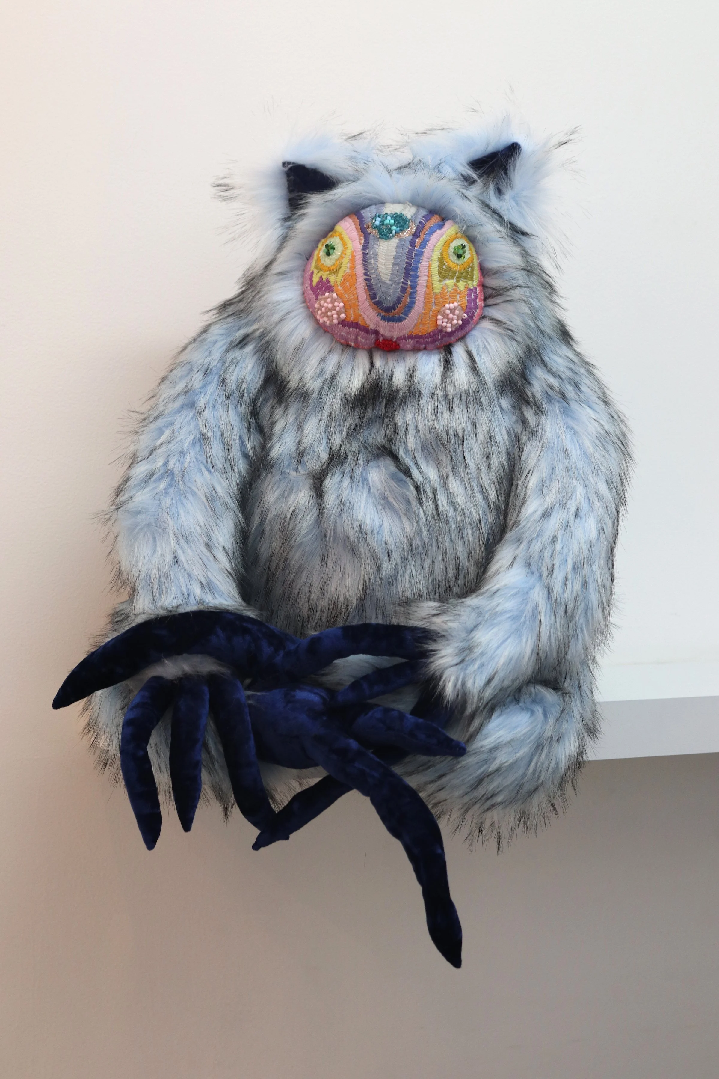  Uta Bekaia  Great Creatures from Safe Spaces, No.1  2021  Faux fur, velvet embroidery and rhinestones  22 x 21 x 15 inches (unique)   INQUIRE  