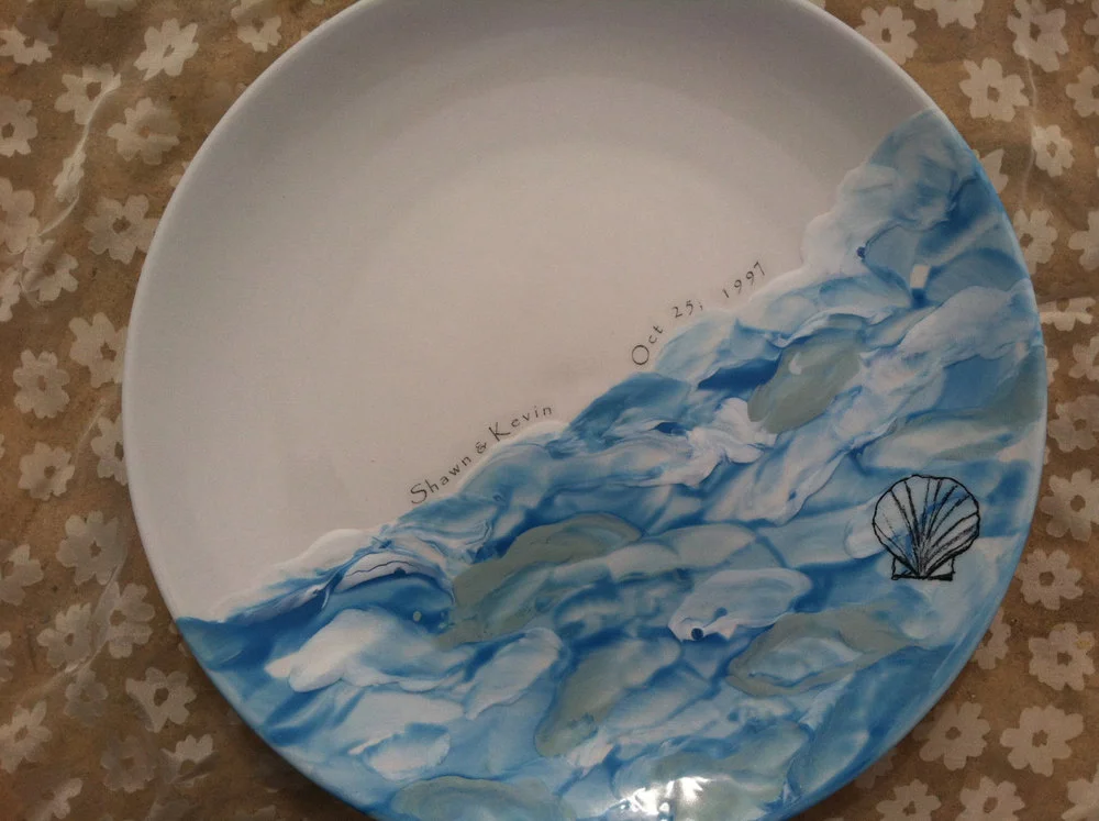 Ocean blue platter on sand.jpg