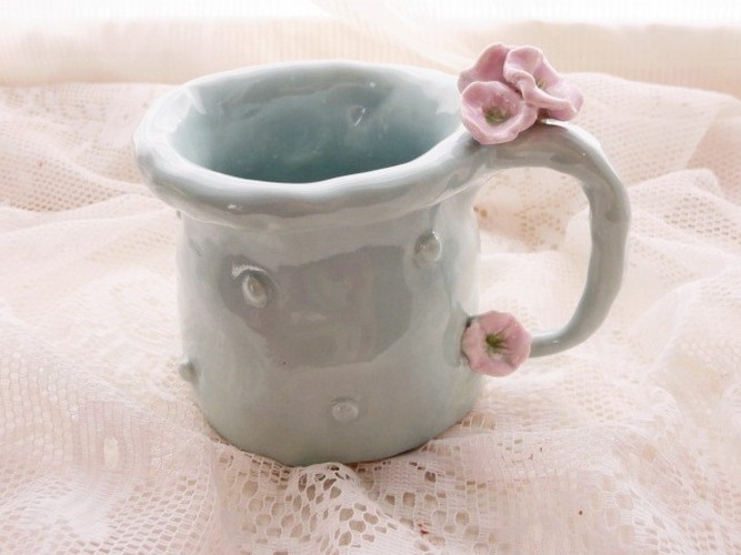 His and Hers- 70's Mustache Mug & Floral Mug Set (2)  Happiest Days Designs