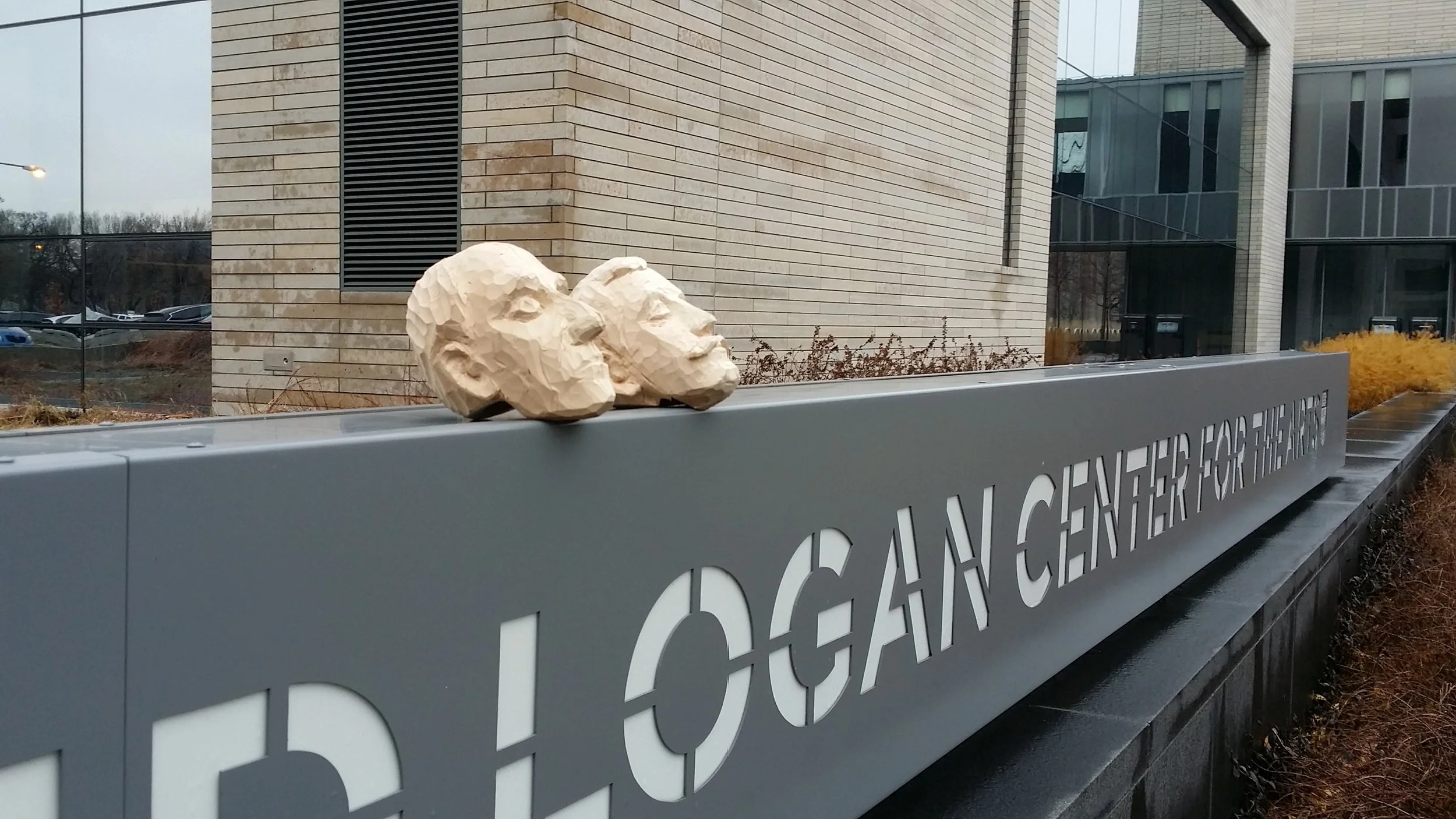 Wilbur and Orville's heads in process check out the Logan Center for the Arts.