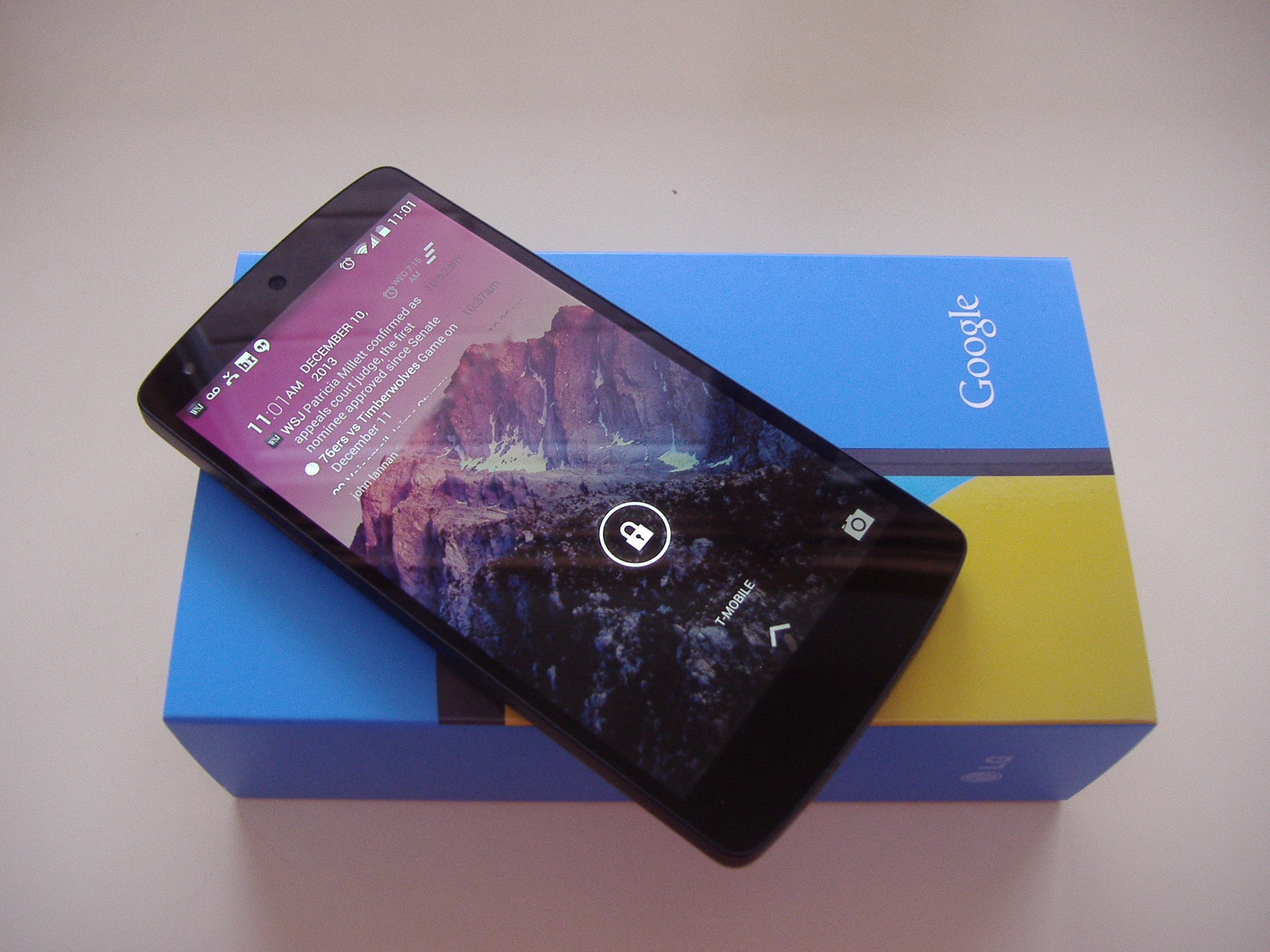 The Google Nexus 5 running stock Android made by LG