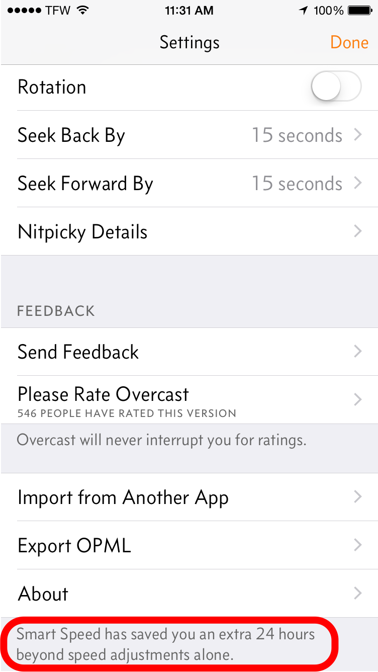 Overcast saves me some time