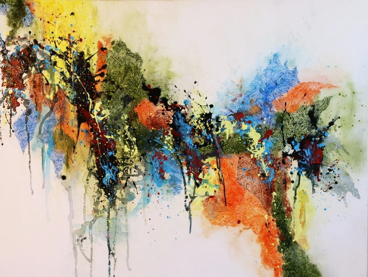 Structured and Wild -4, mixed media on canvas,48"X36" (sold)