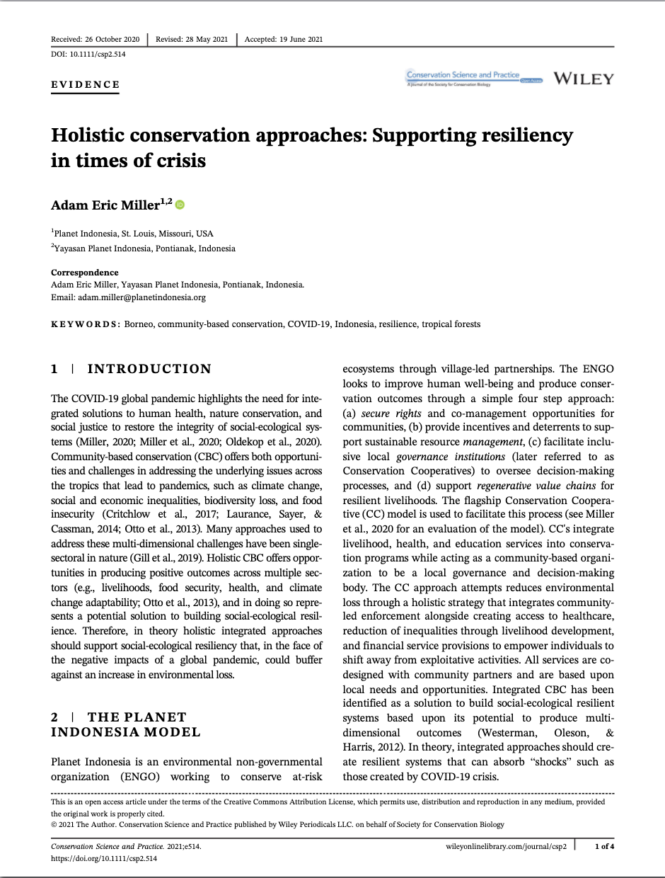Holistic conservation approaches: Supporting resiliencyin times of crisis