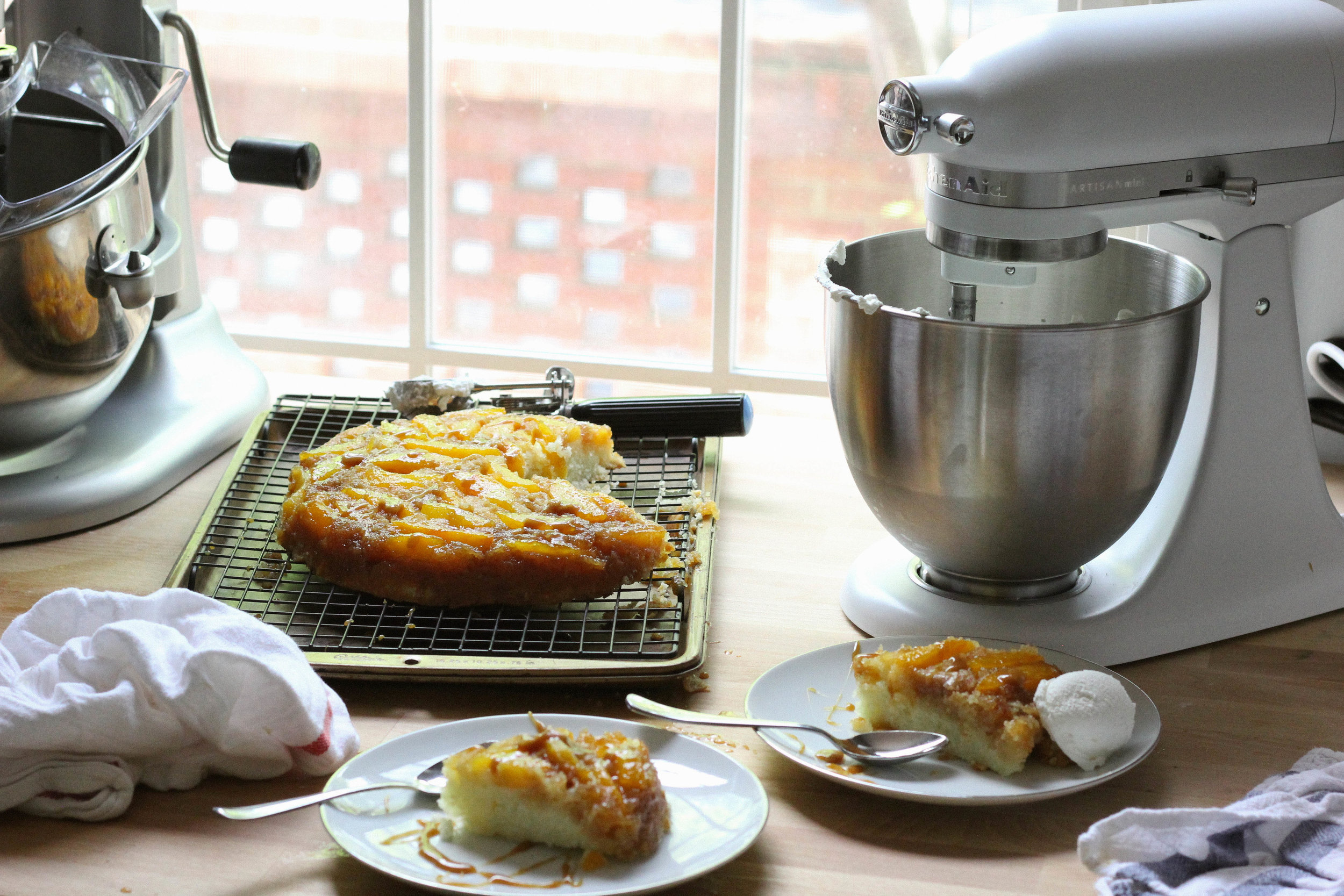 Summer Peach Upside Down Cake in Partnership with KitchenAid