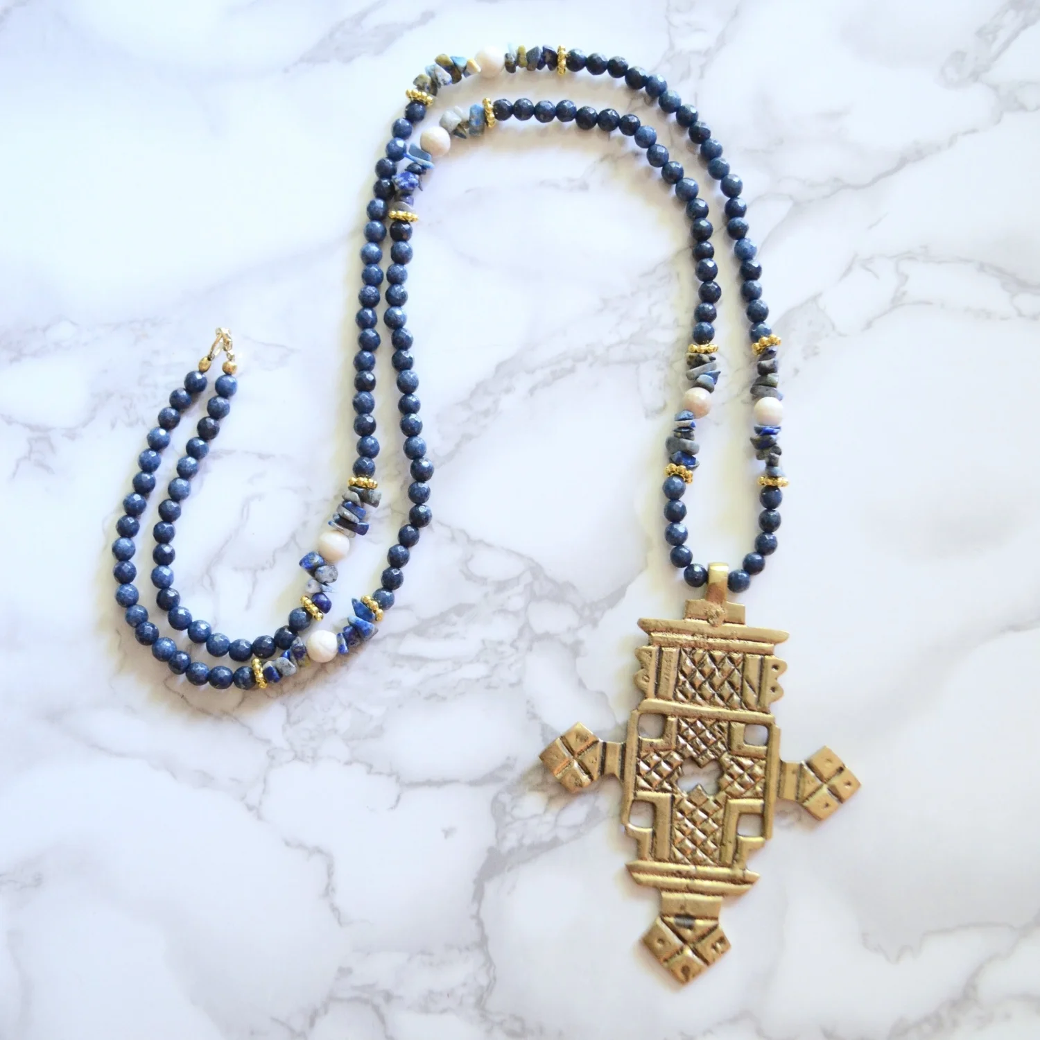 Ethiopian Cross Boho Necklace