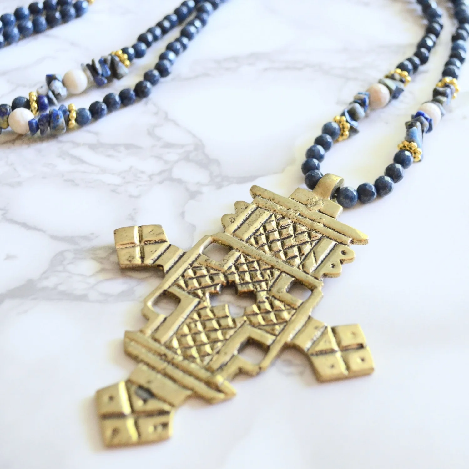 Ethiopian Cross Boho Necklace
