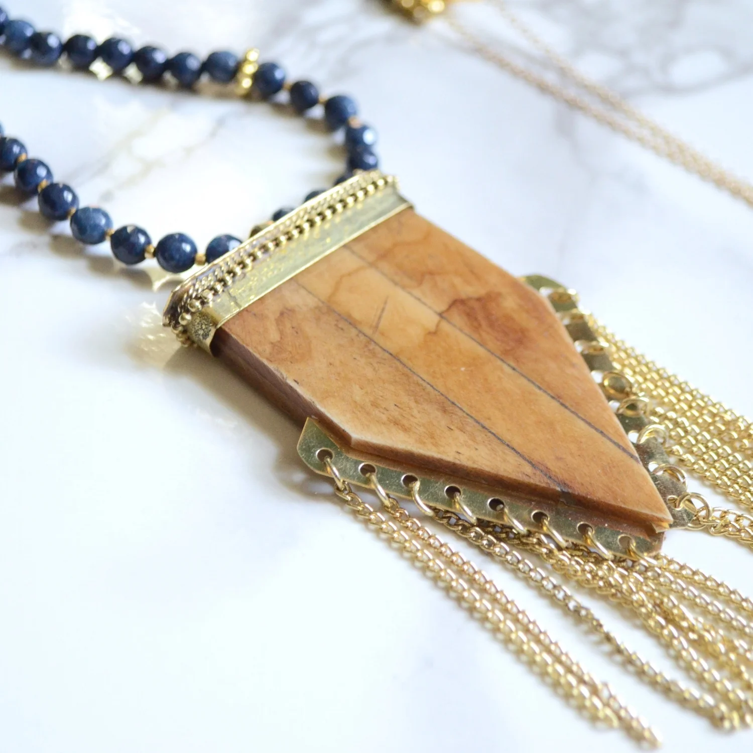 Chain Fringe Arrow Boho Beaded Necklace