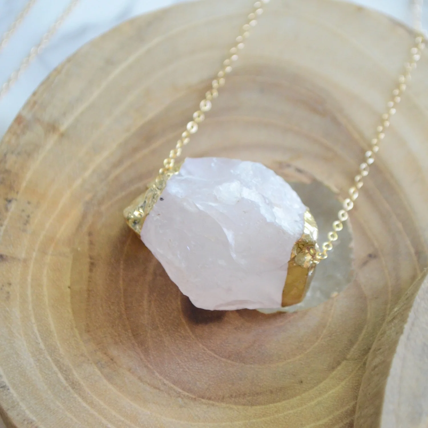Rose Quartz Minimalist Statement Necklace