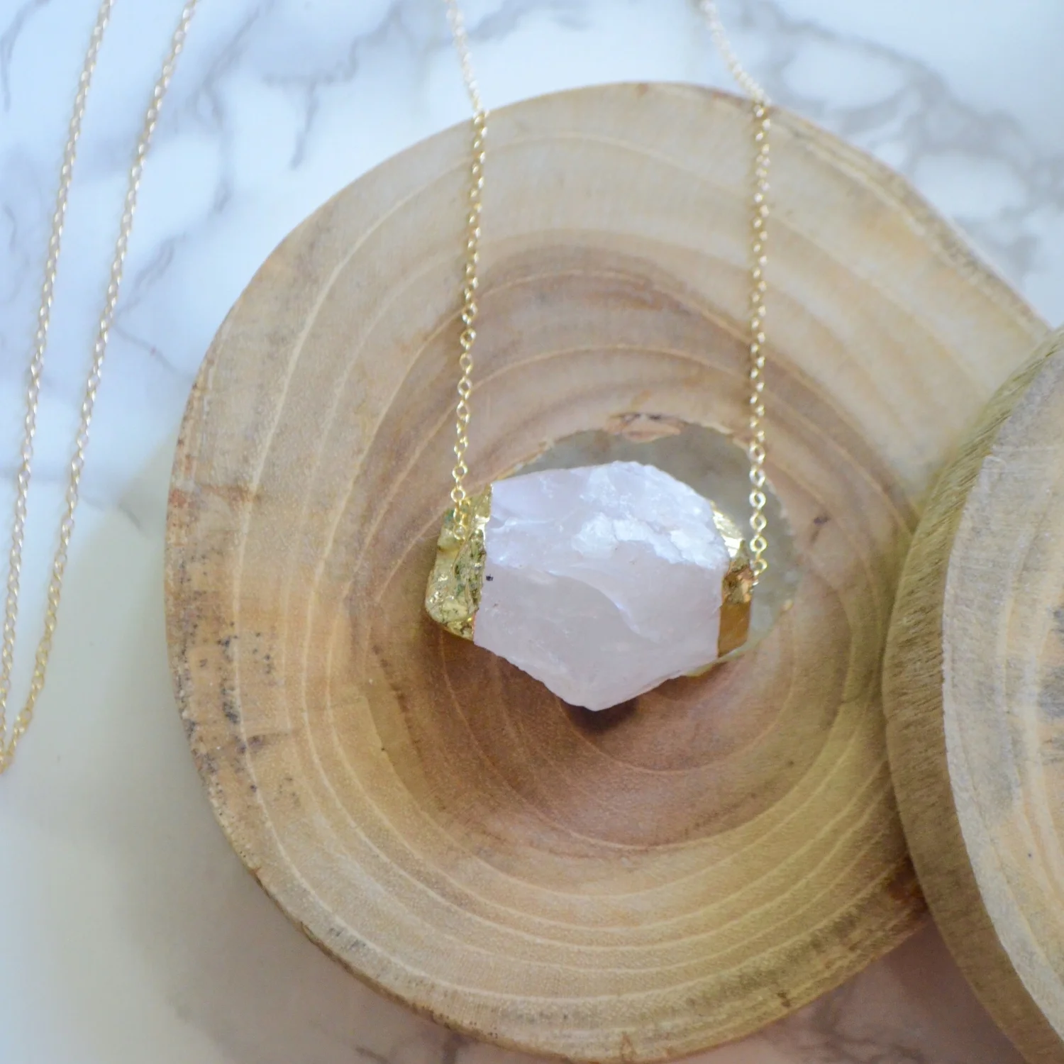 Rose Quartz Minimalist Statement Necklace