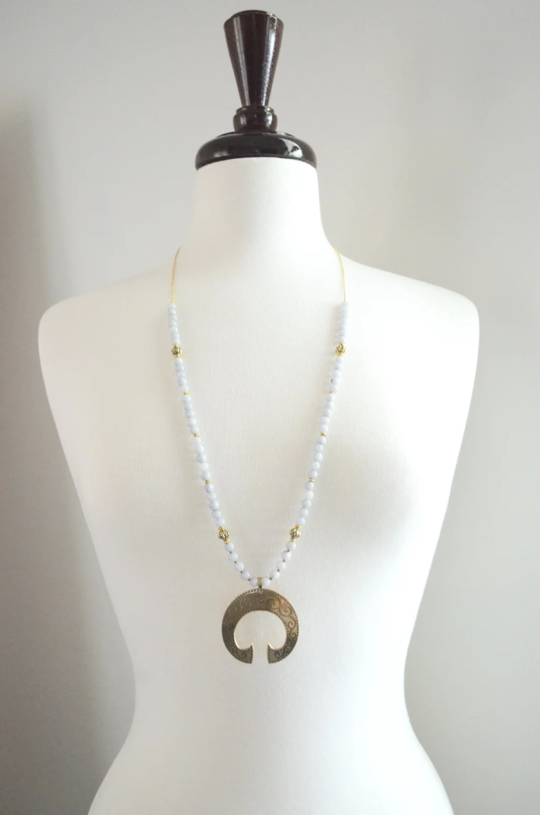Light Gray Boho Squash Blossom Necklace
