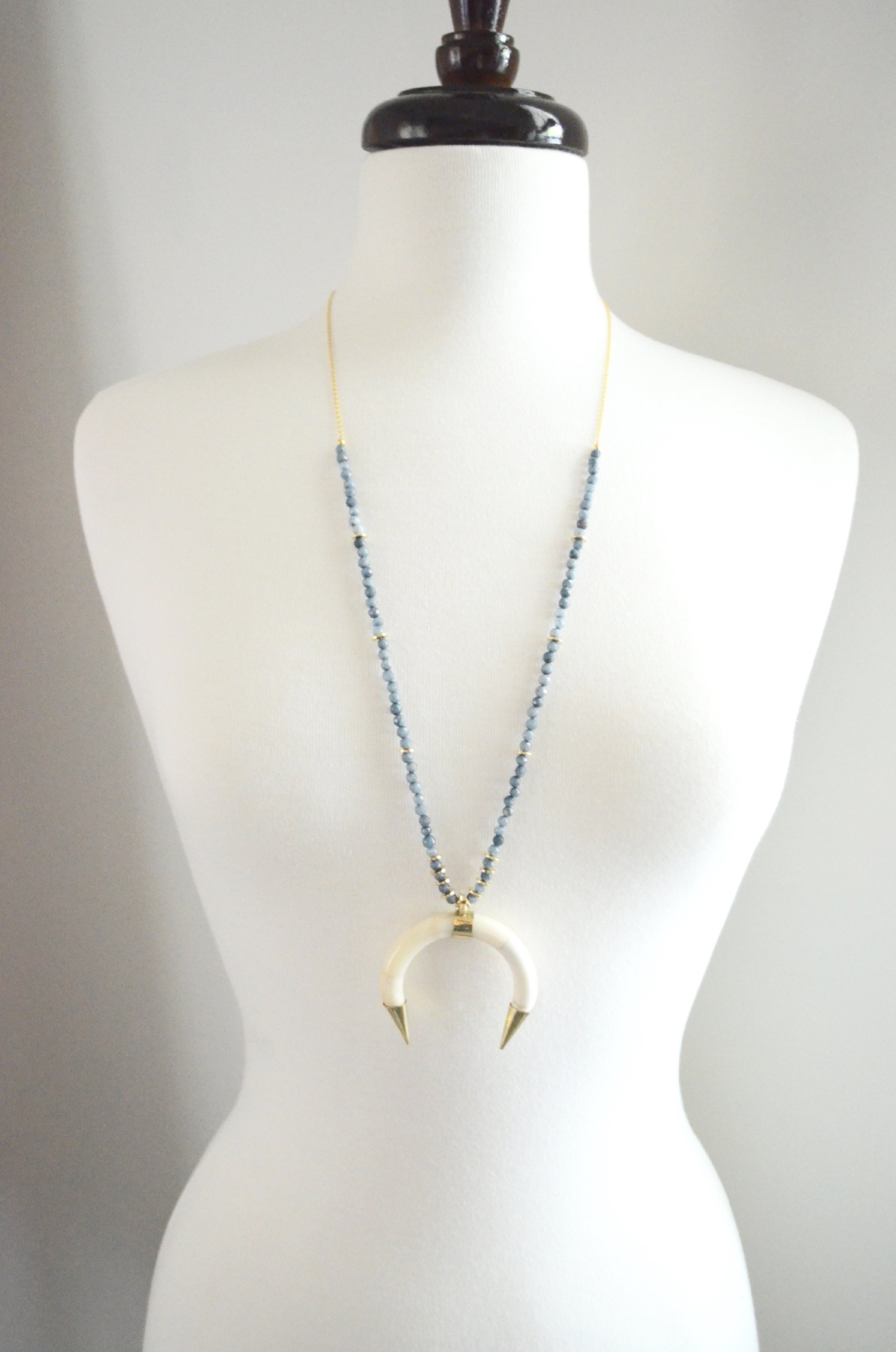 Double Boho Horn Beaded Necklace