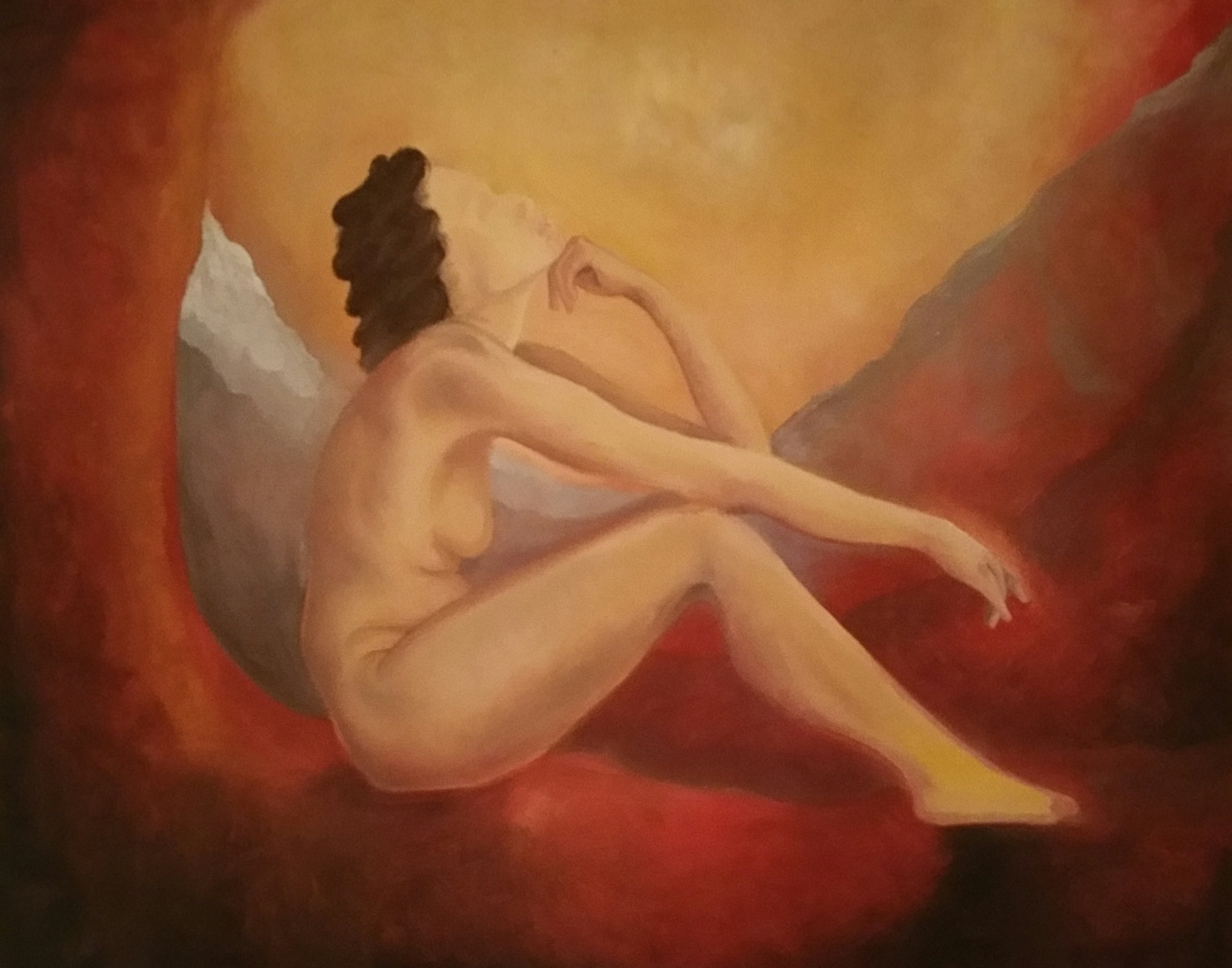 Oil painting on hand stretched cotton canvas