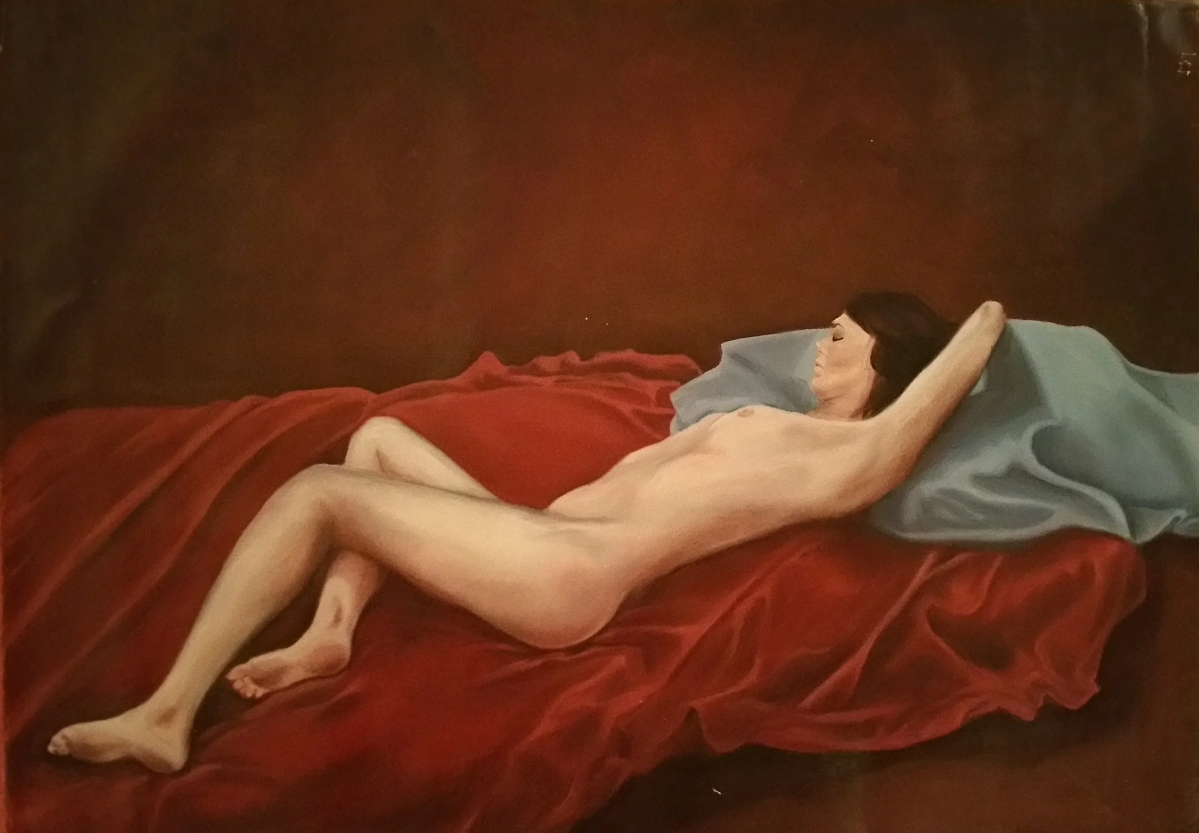 Oil Painting of live model on cotton stretched canvas
