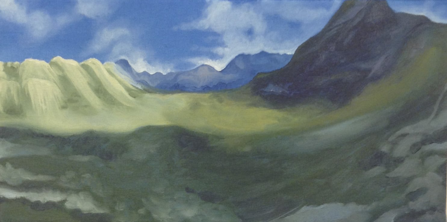 Oil Painting of Panorama from The Dolomites, Italy