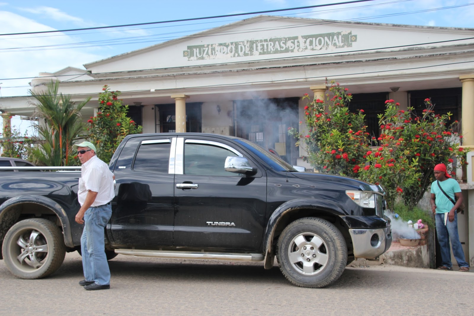 Photo caption: Canadian "Porn King" Randy Jorgensen charged with illegal possession of land arrives to the courthouse in Trujillo, Honduras.