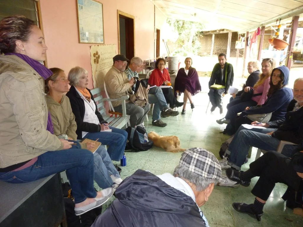 A delegation visiting Austra Berta Caceres, the mother of indigenous leader Berta Caceres Flores, in her home in la Esperanza. 2012.