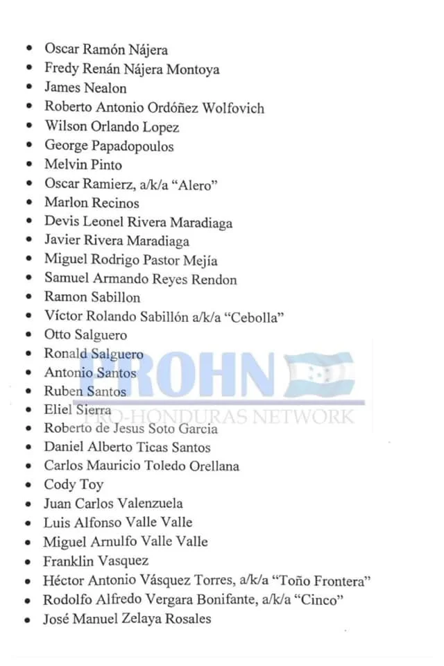 Caption: This is a copy of the document containing the names and places of relevant actors which were provided to the jurors