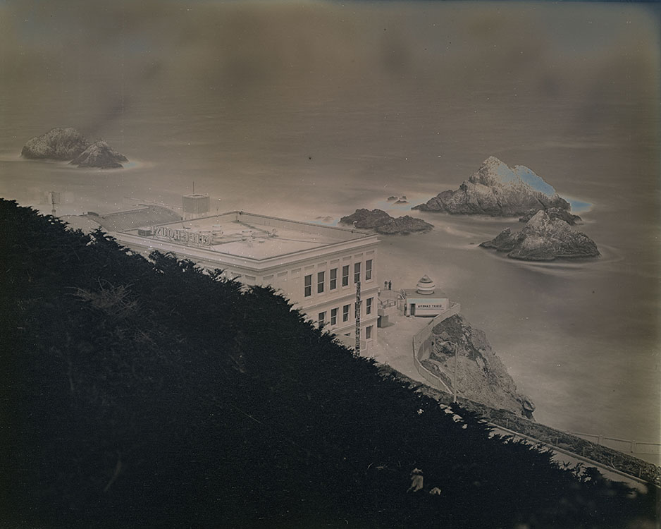   Cliff House and Seal Rocks from Sutro Heights Park , 2014 Daguerreotype, Unique (in camera exposure) |&nbsp;Plate: 8 x 10 inches | HG12653 