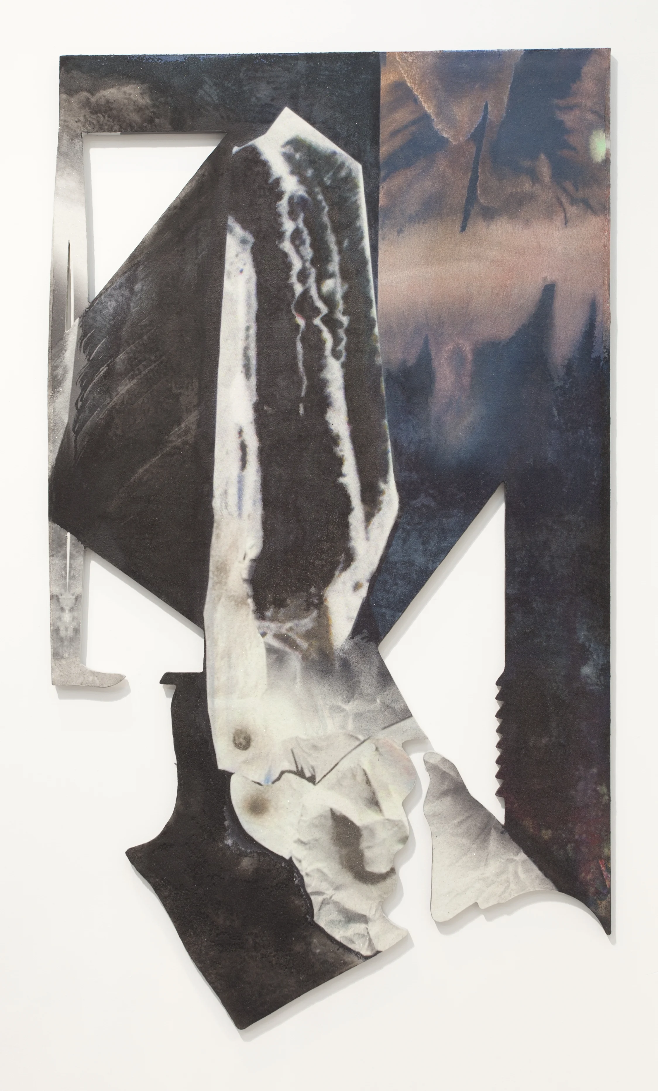 Scorer , 2015 Ink, sand, canvas, aluminum | 56.5 x 32.5 inches | HG13147